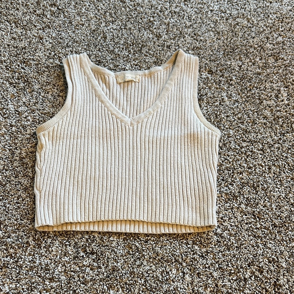 PacSun Beige Ribbed Tank Top
